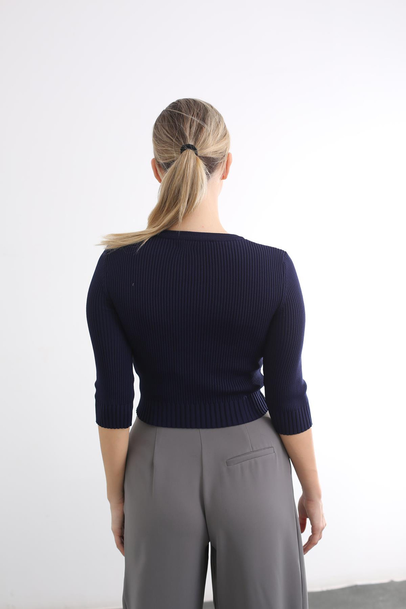 Lacivert Patlı Fitilli Triko 210374