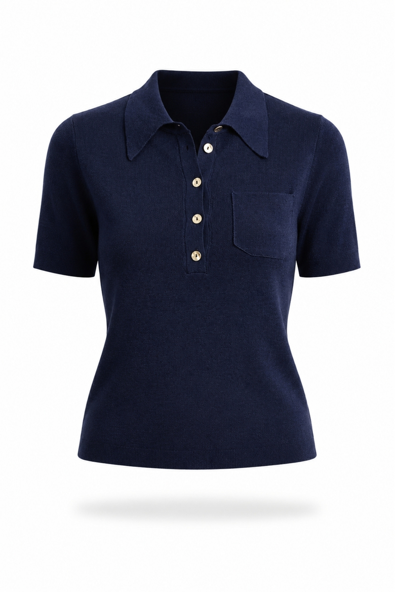 Lacivert Polo Yaka Kısa Kol Triko 140616