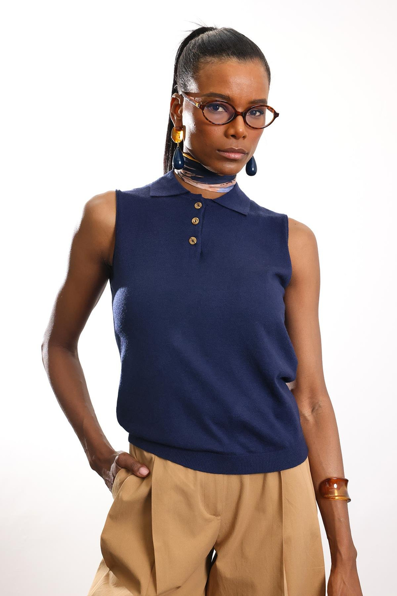 Lacivert Polo Yaka Kolsuz Triko 4760