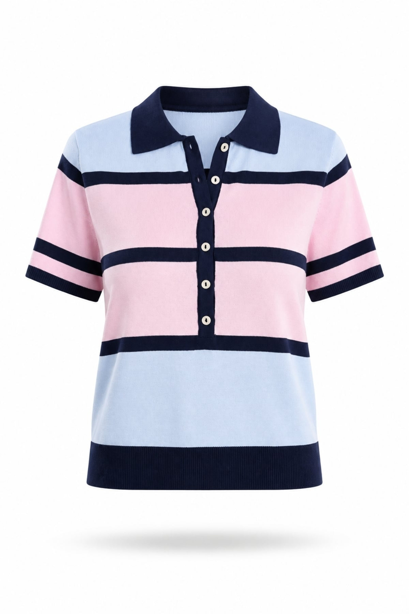 Lacivert Polo Yaka Önü Düğmeli Triko 5469