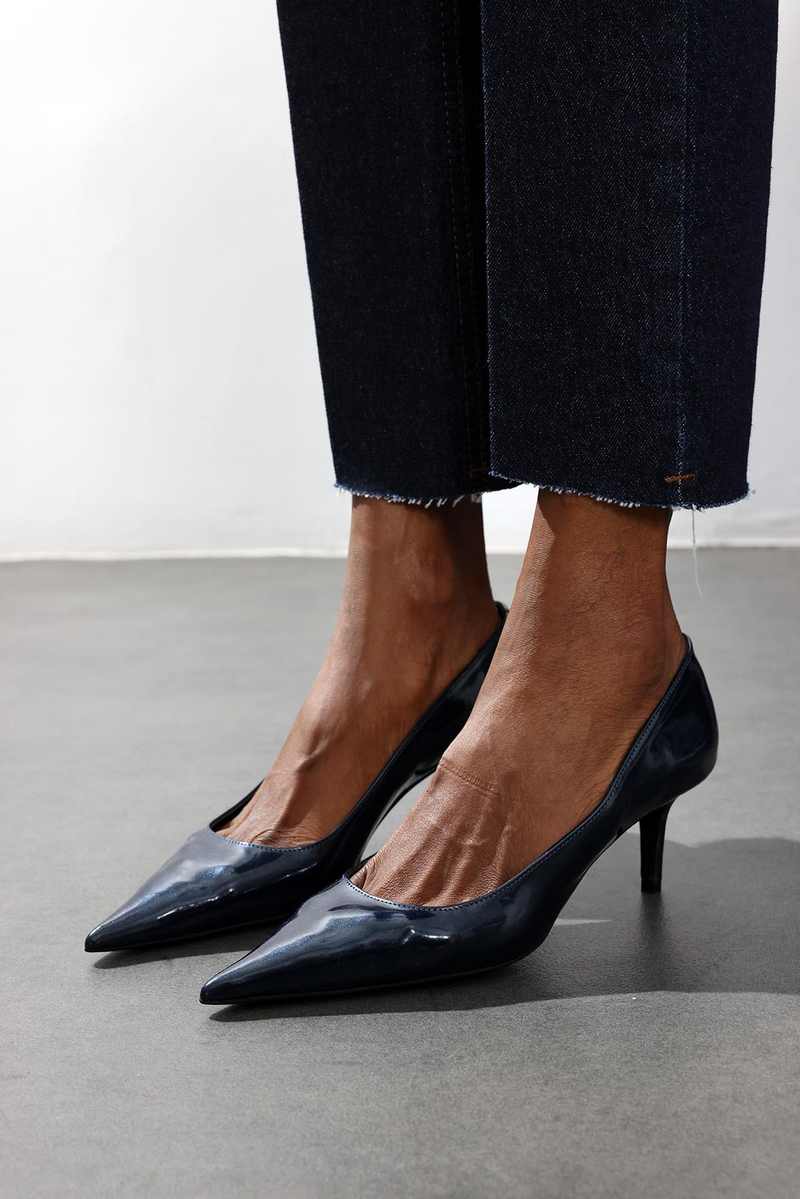 Lacivert Rugan Deri Klasik Stiletto 25445