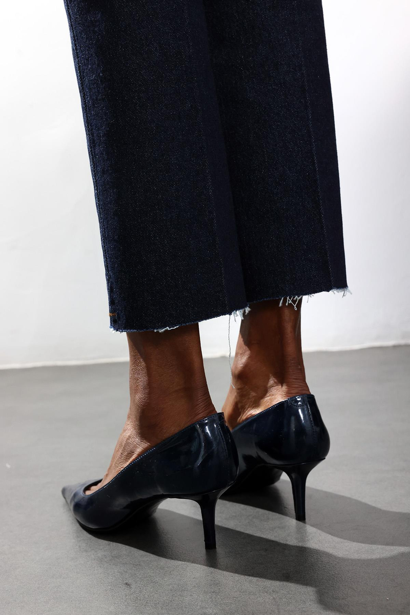 Lacivert Rugan Deri Klasik Stiletto 25445