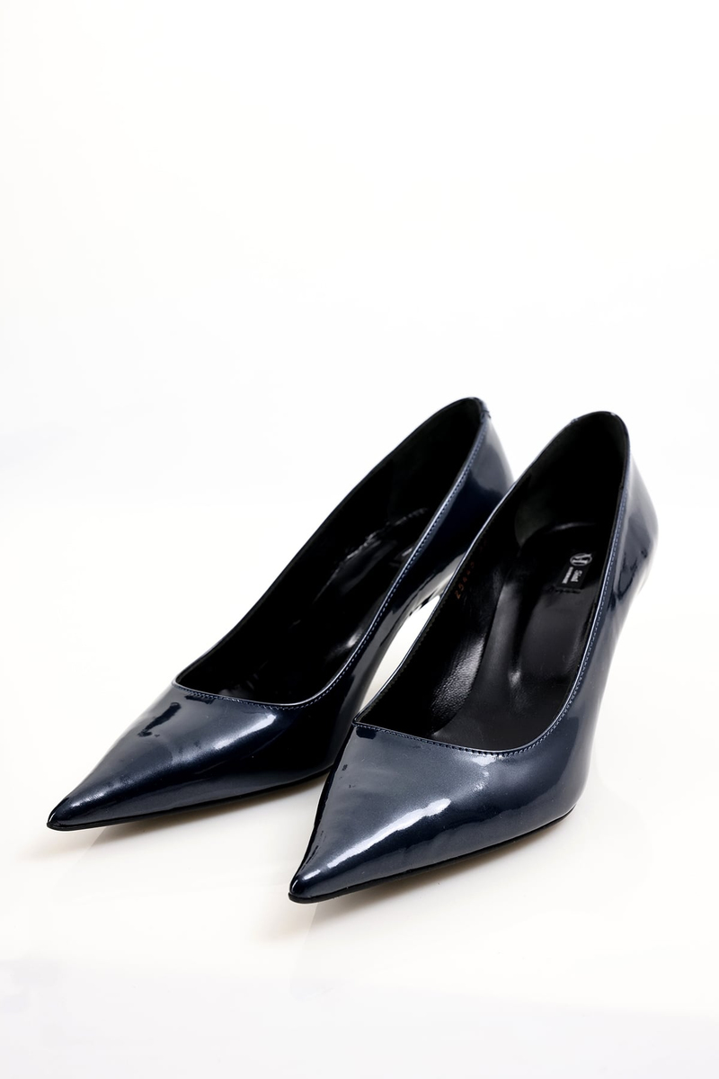 Lacivert Rugan Deri Klasik Stiletto 25445