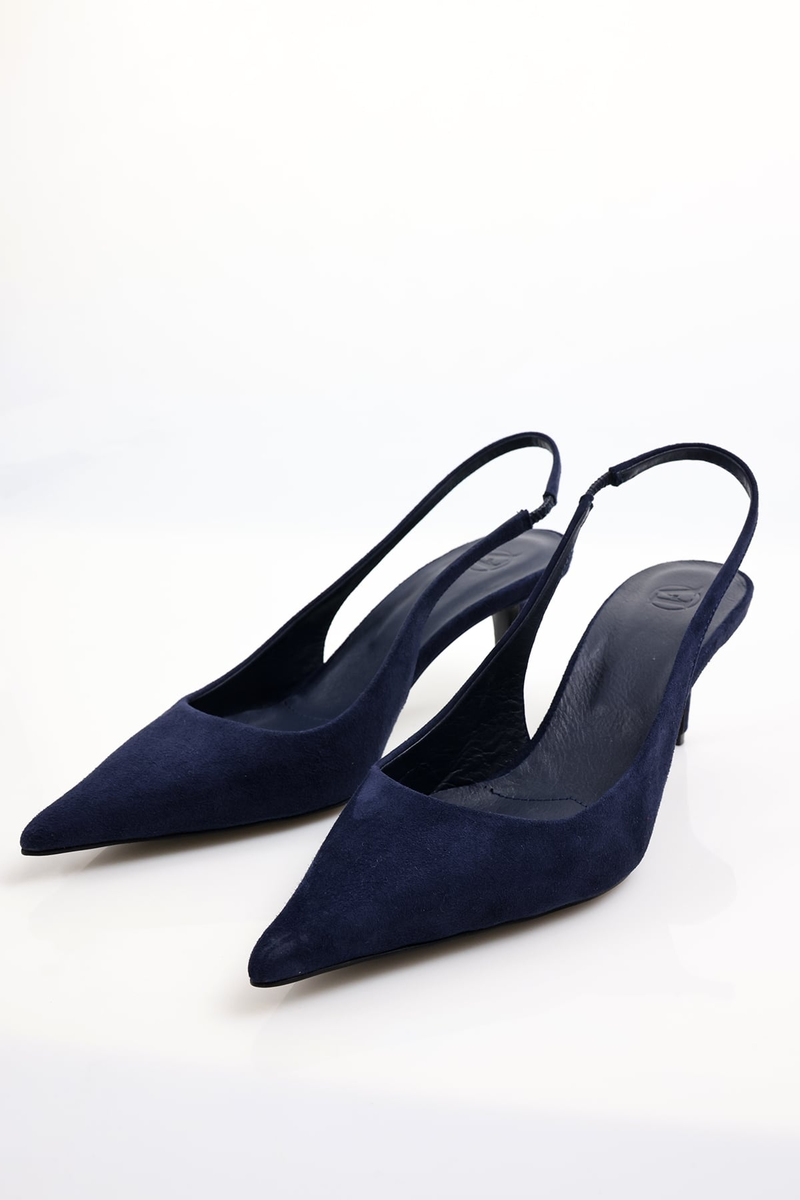 Lacivert Sivri Burun Slingback 25149