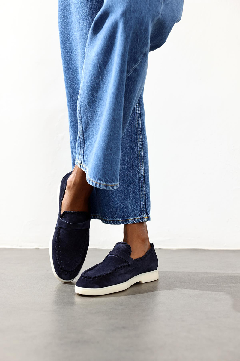 Lacivert Süet Örgü Makosen 25396