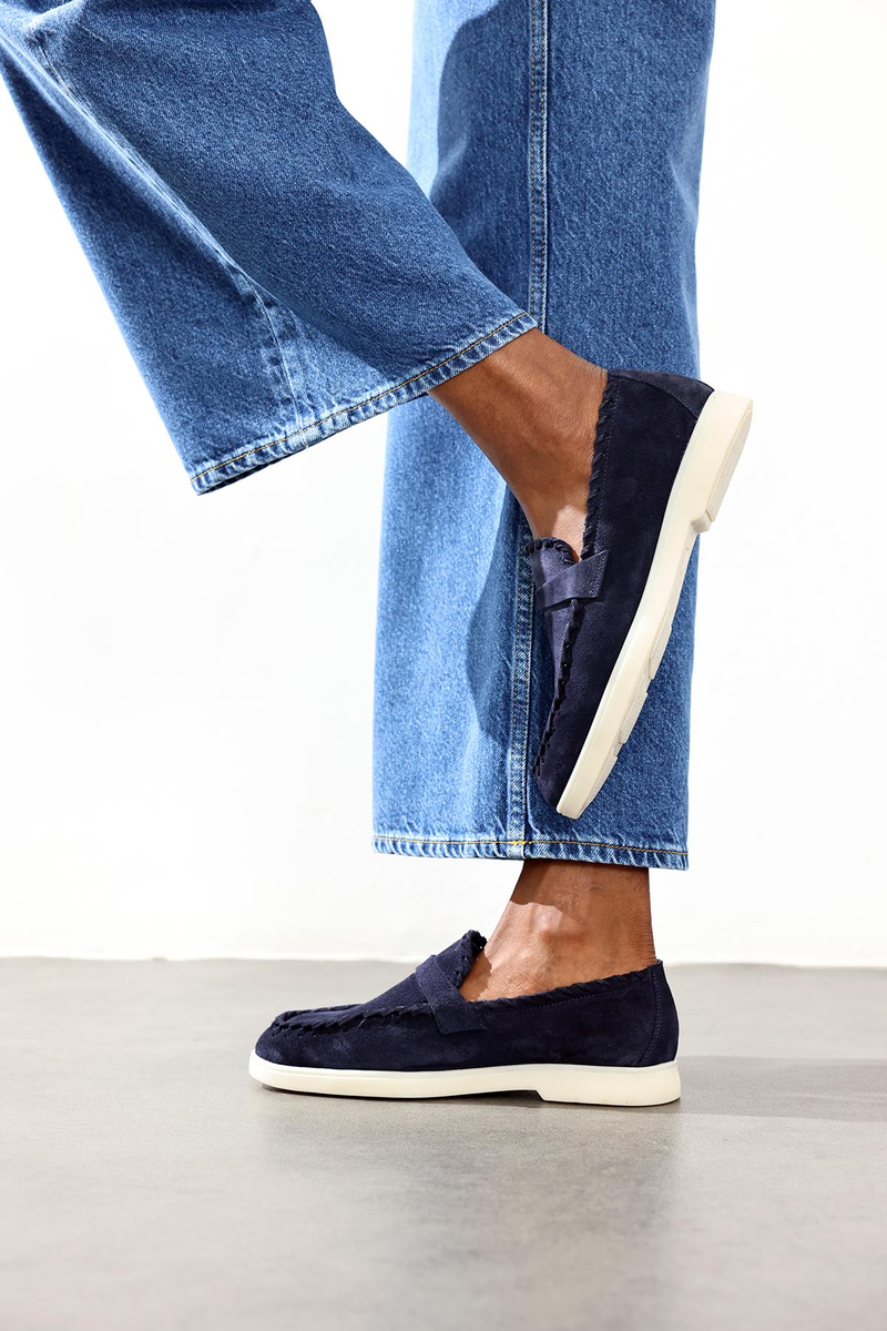 Lacivert Süet Örgü Makosen 25396