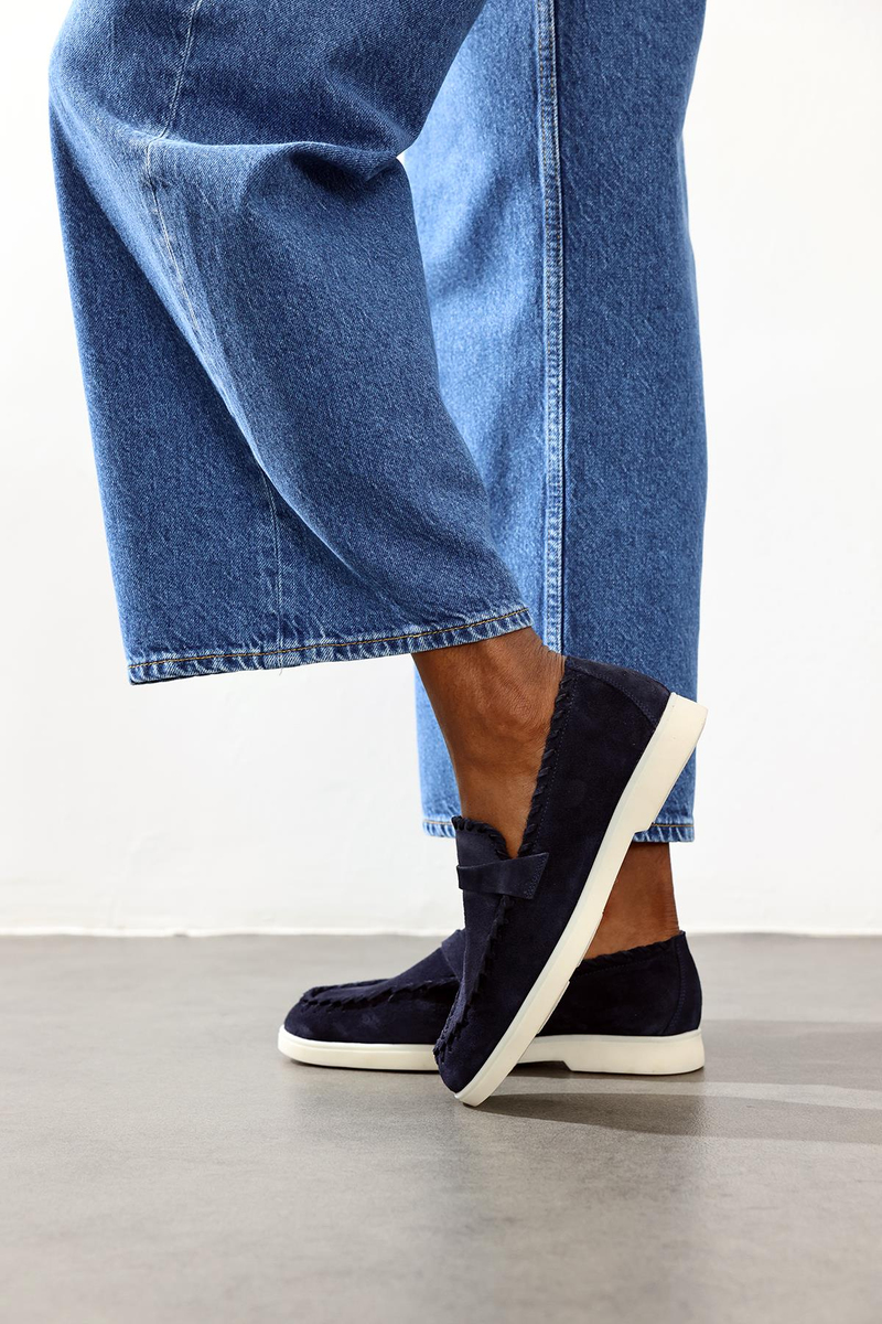 Lacivert Süet Örgü Makosen 25396