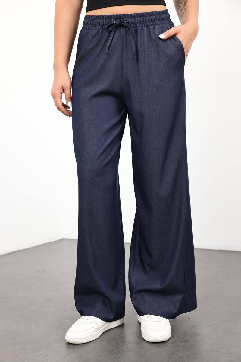 Lacivert Tencel Dökümlü Pantolon 00179