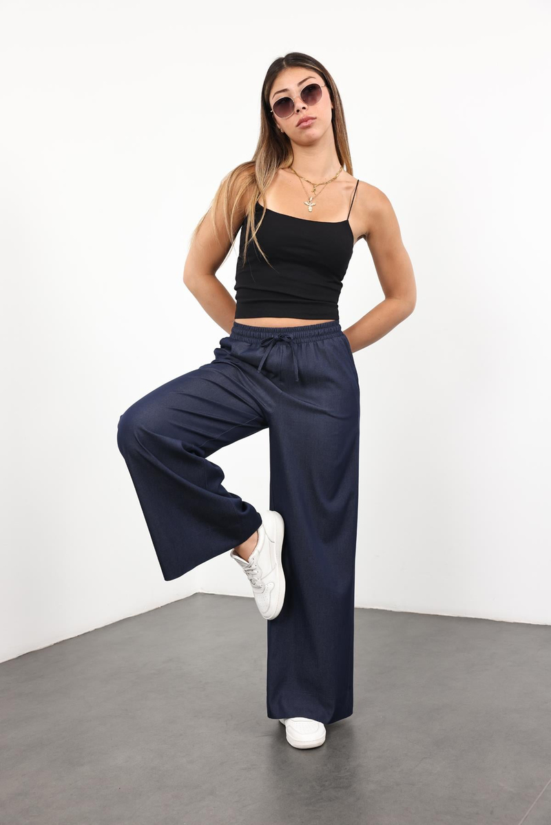 Lacivert Tencel Dökümlü Pantolon 00179