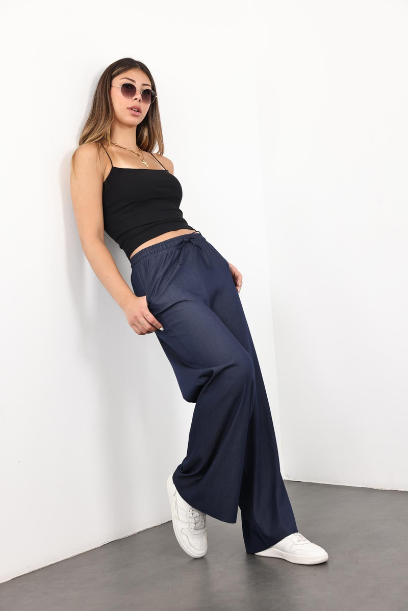 Lacivert Tencel Dökümlü Pantolon 00179