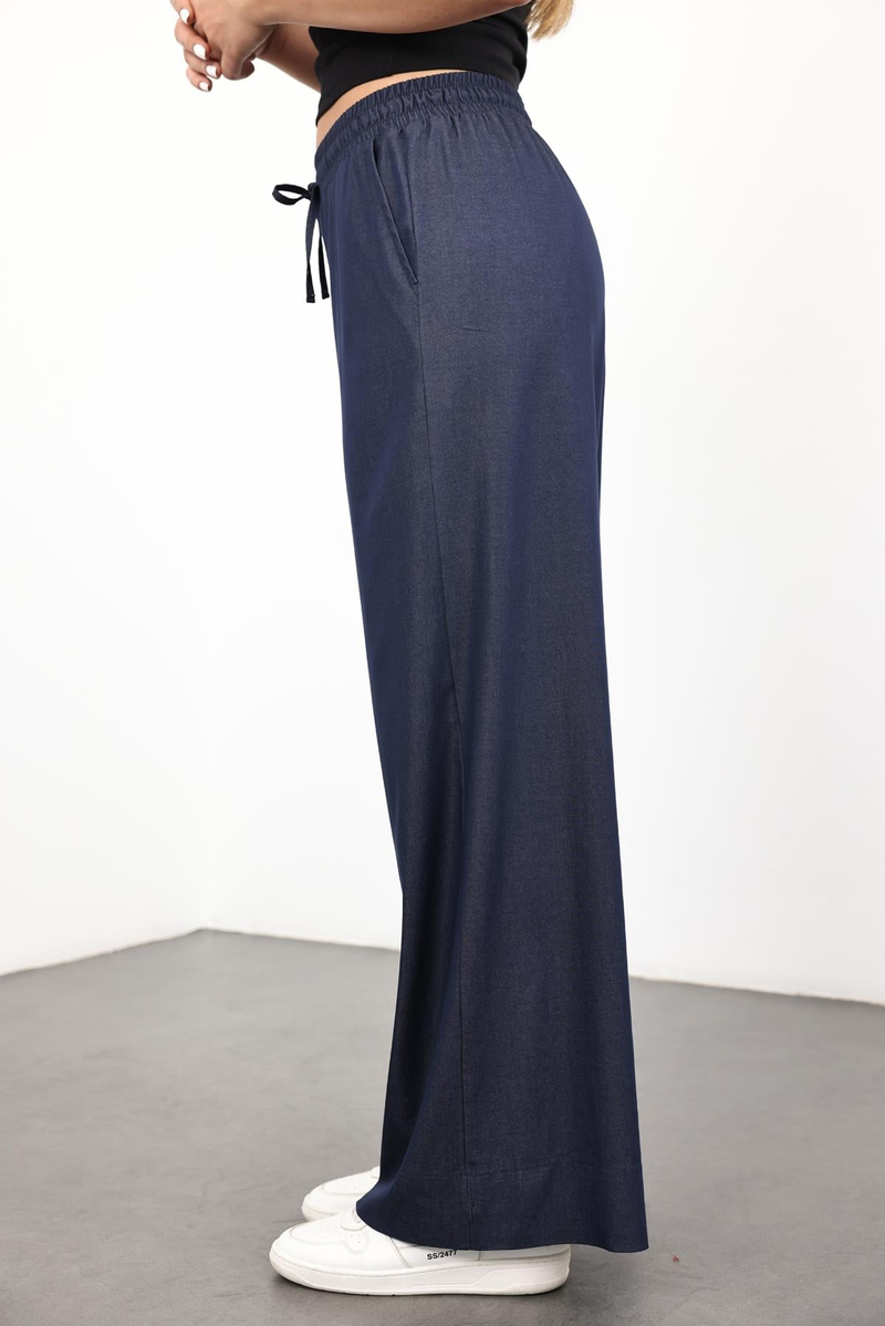 Lacivert Tencel Dökümlü Pantolon 00179