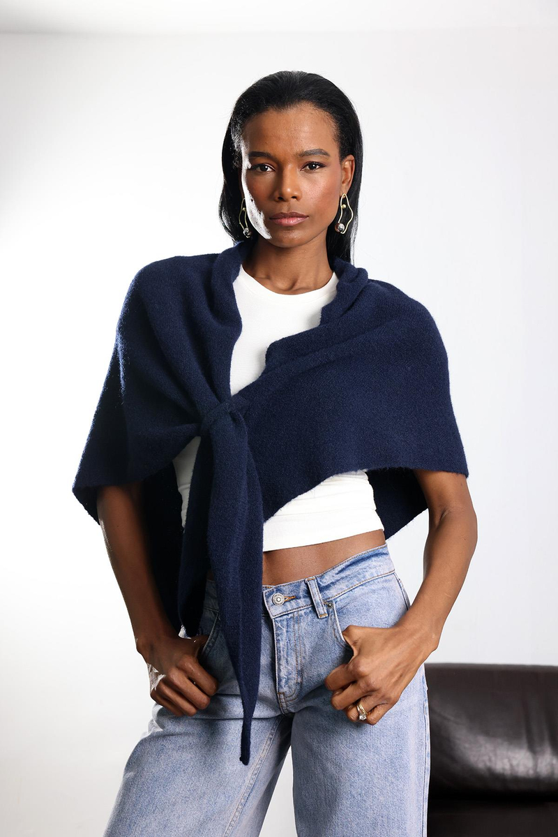 Lacivert Triko Üçgen Atkı S009