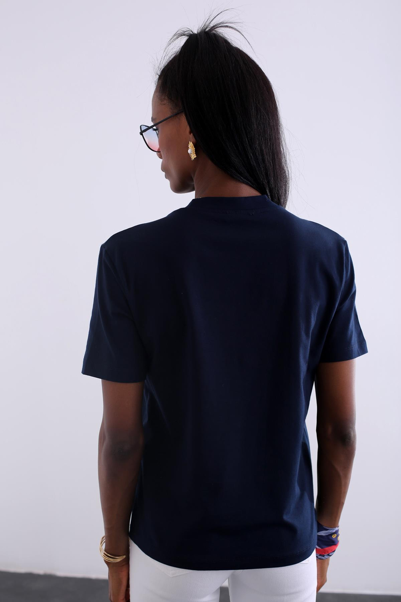 Lacivert V Yaka Basic Tshirt 