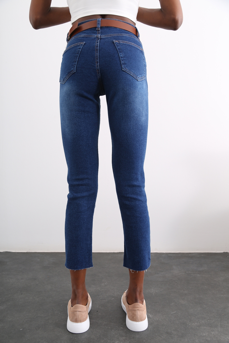 Lacivert Yüksek Bel Boyfit Jean 