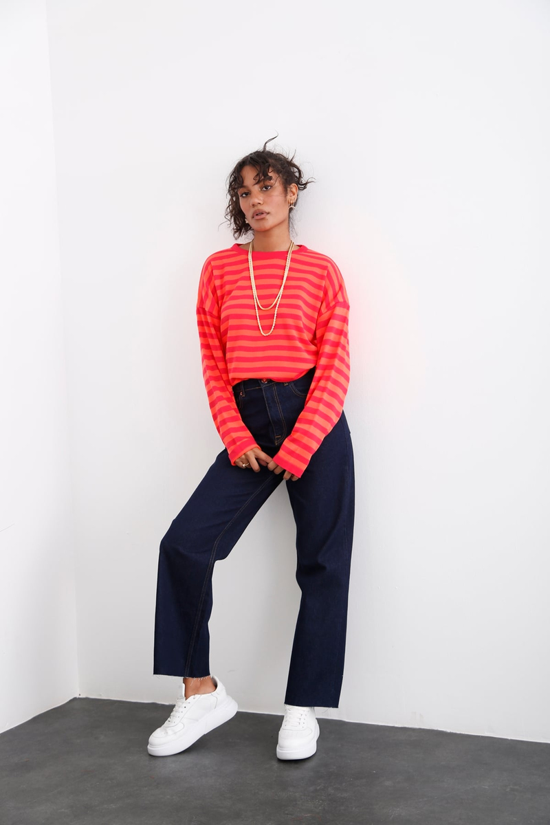 Lacivert Yüksek Bel Culotte Jean 