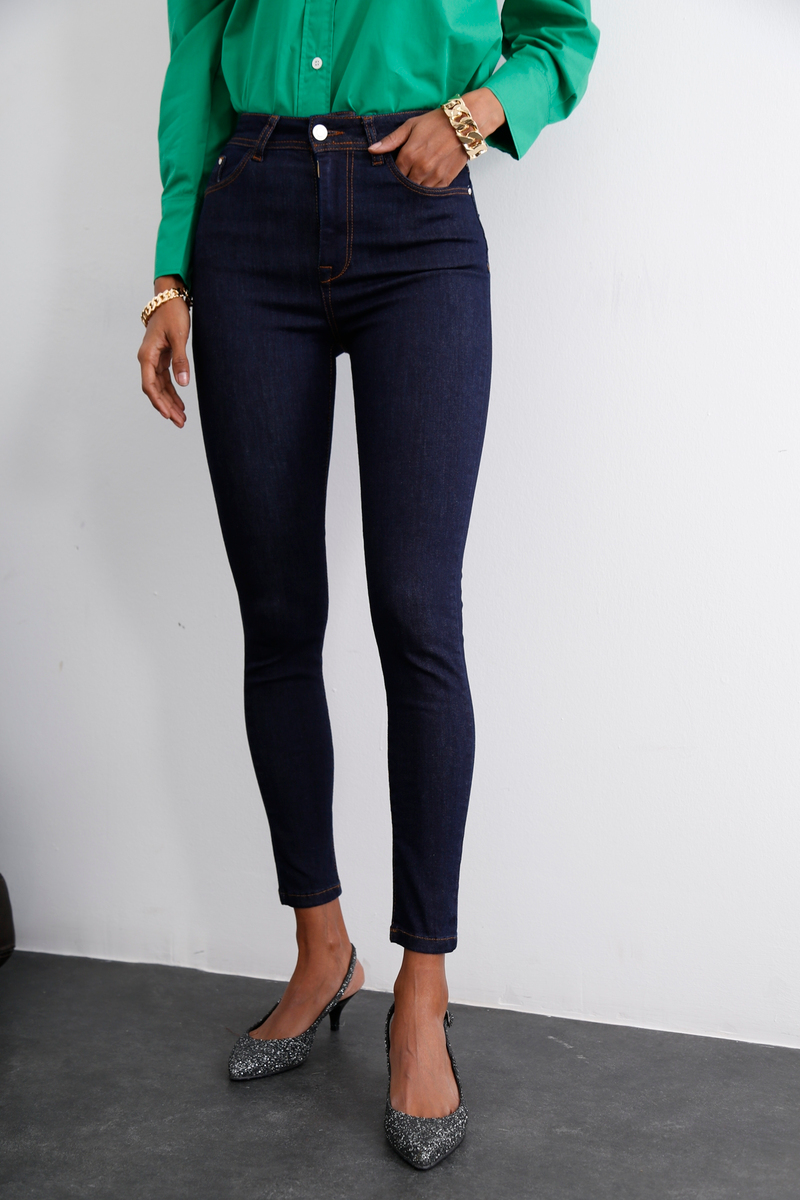 Lacivert Yüksek Bel Likralı Skinny Jean 21323