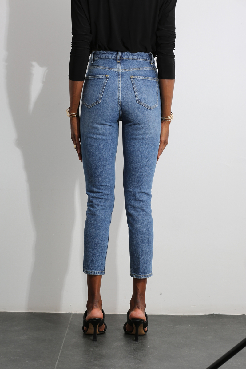 Lacivert Yüksek Bel Mom Jean 2654