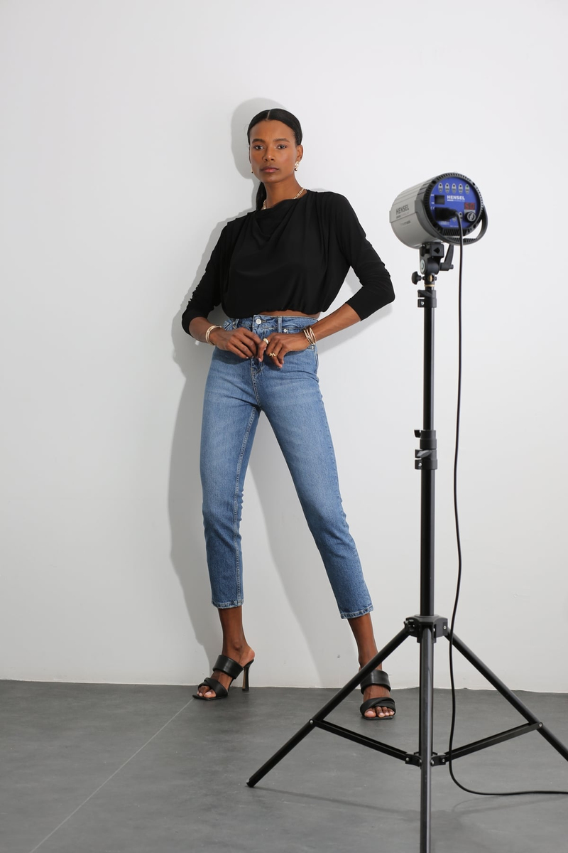 Lacivert Yüksek Bel Mom Jean 2654