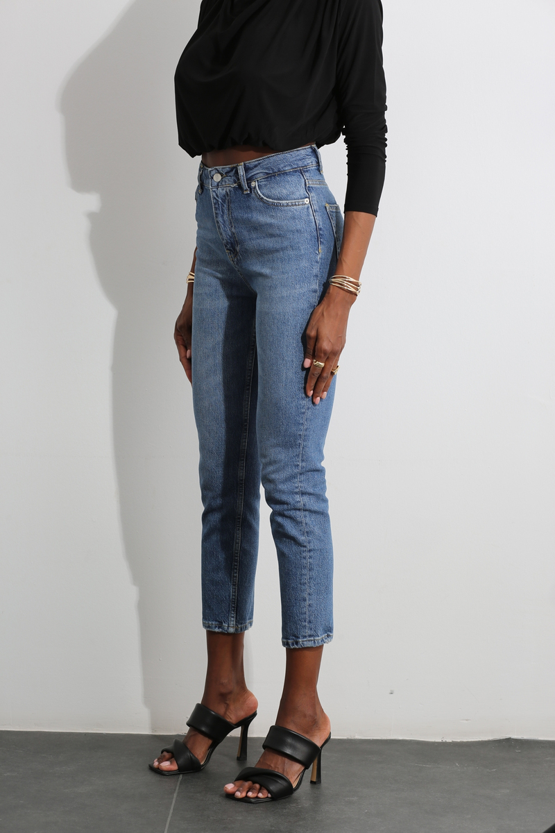 Lacivert Yüksek Bel Mom Jean 2654