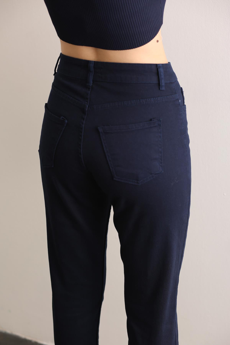 Lacivert Yüksek Bel Mom Jean 6150