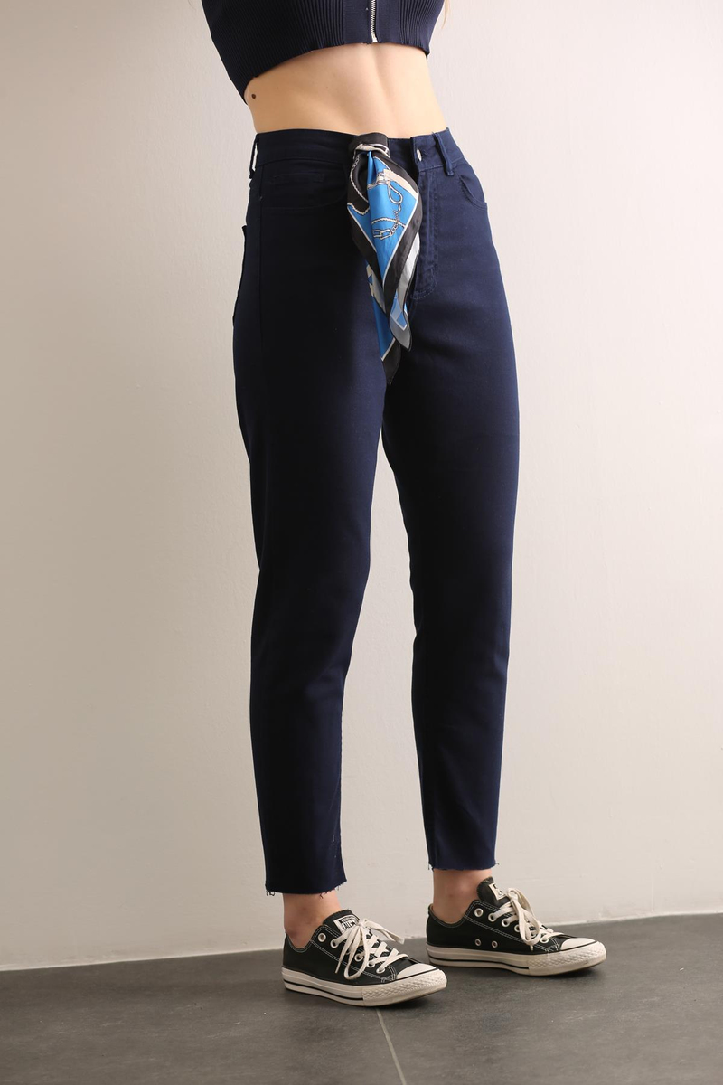 Lacivert Yüksek Bel Mom Jean 6150