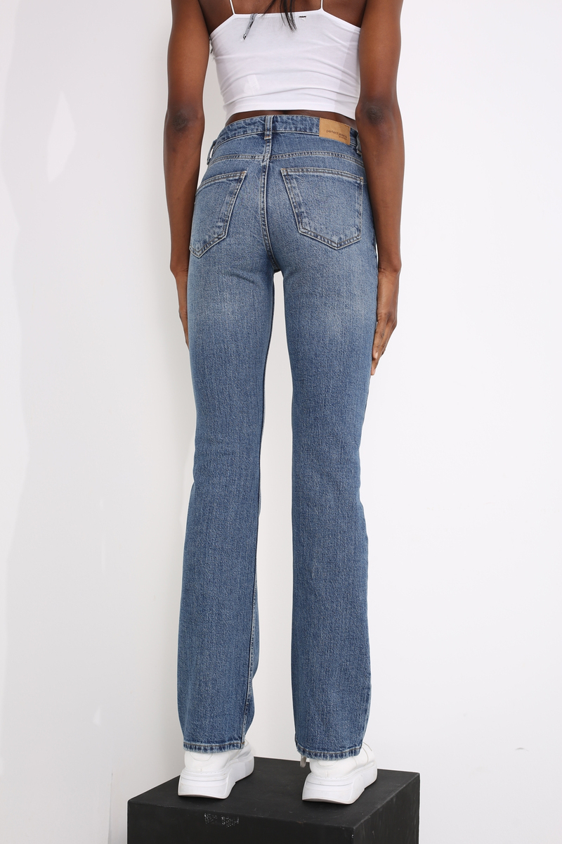 Lacivert Yüksek Bel Straight Fit Jean 60
