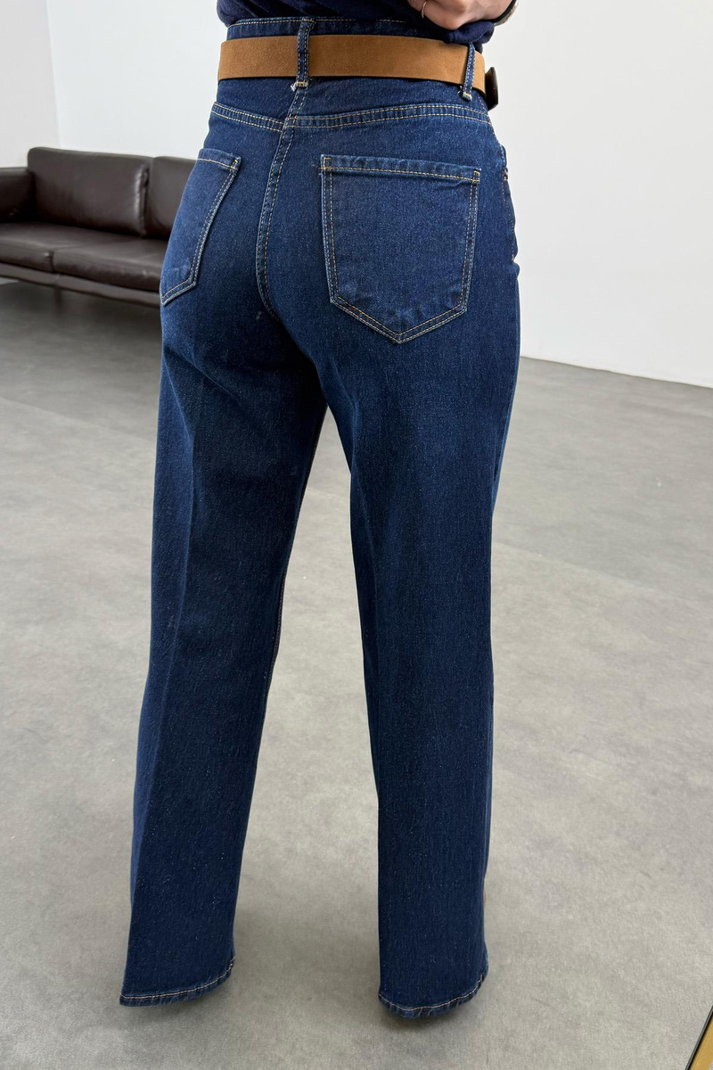 Lacivert Yüksek Bel Wide Leg Jean 