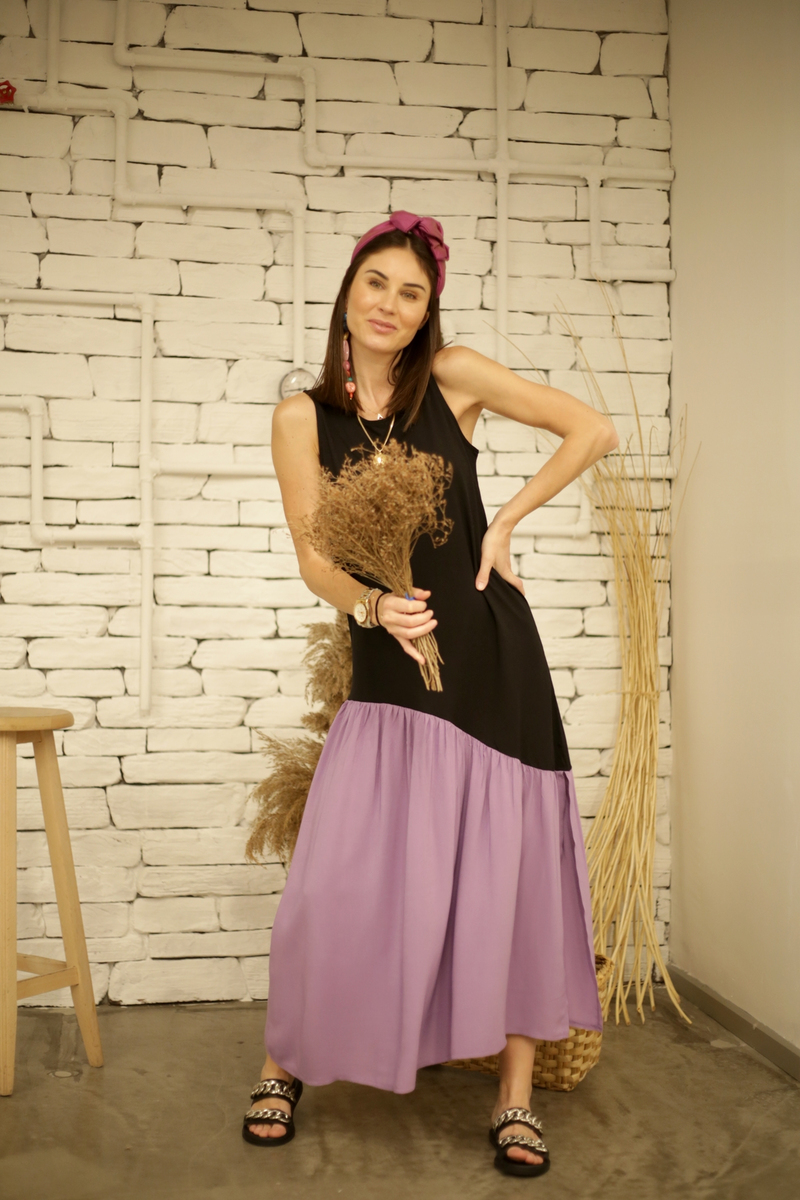 Lila Garnili Elbise 2533