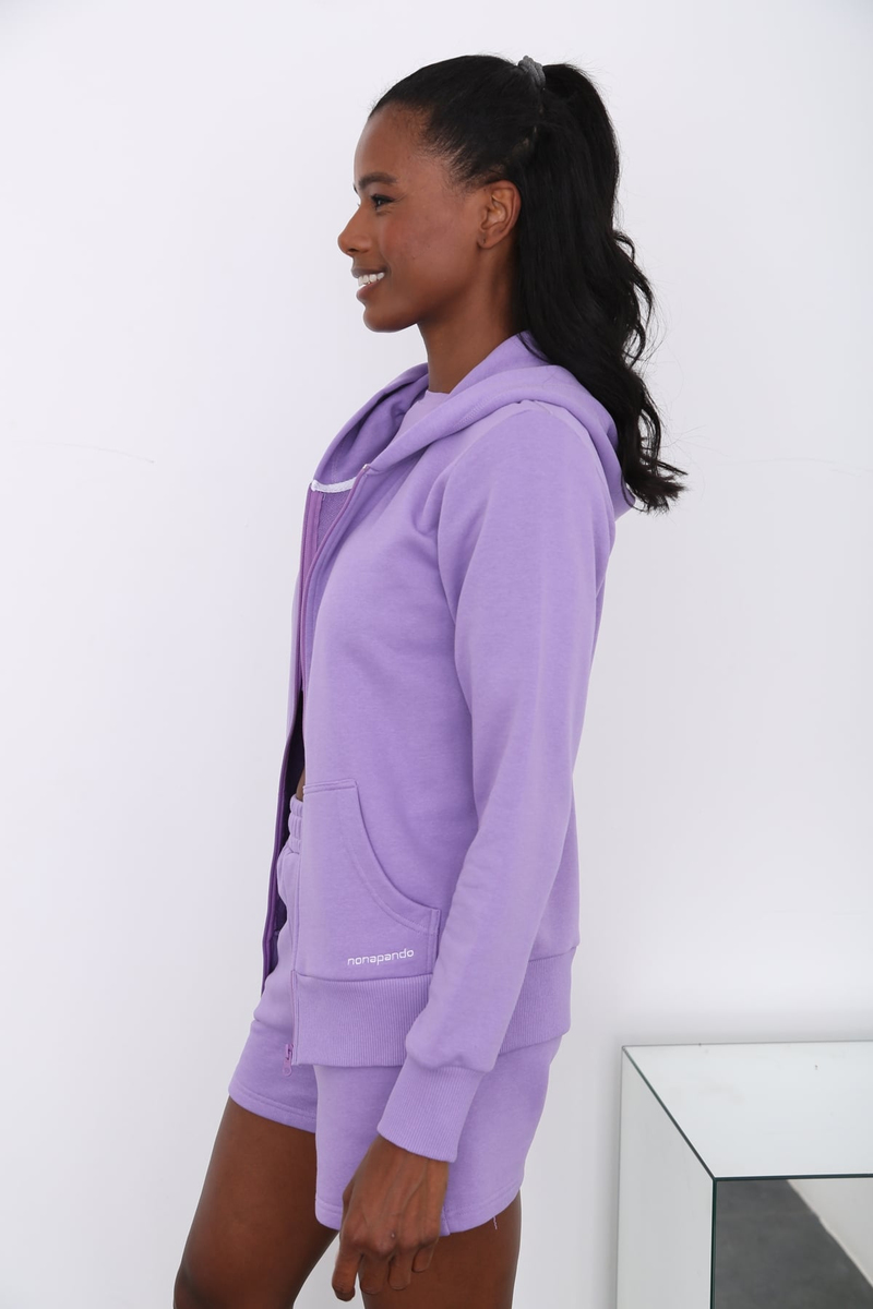 Lila Kapüşonlu Hoodie 