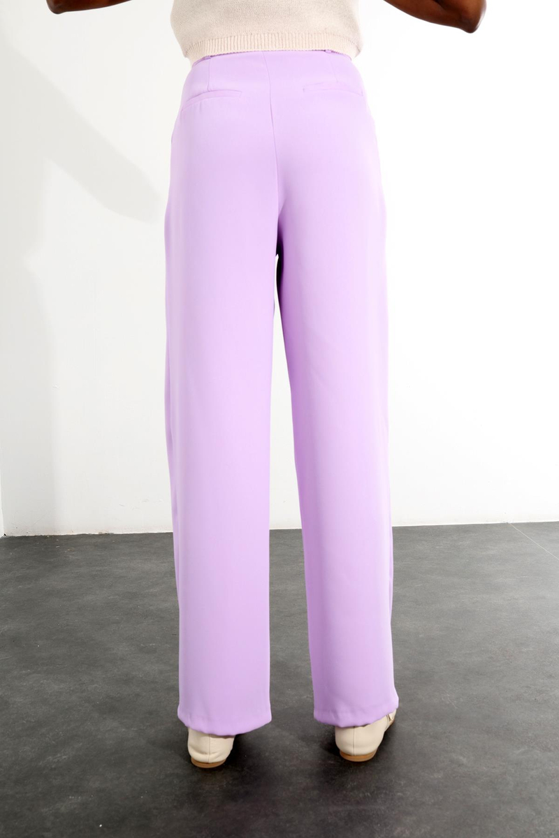 Lila Pile Detaylı Palazzo Pantolon 1506