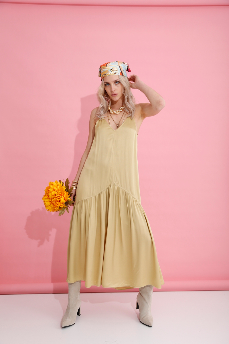 Lime Ön Arka V Midi Elbise 380401