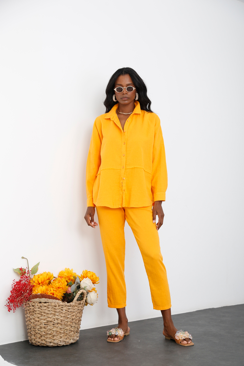 Mango Oversize Müslin Gömlek Takım 0254