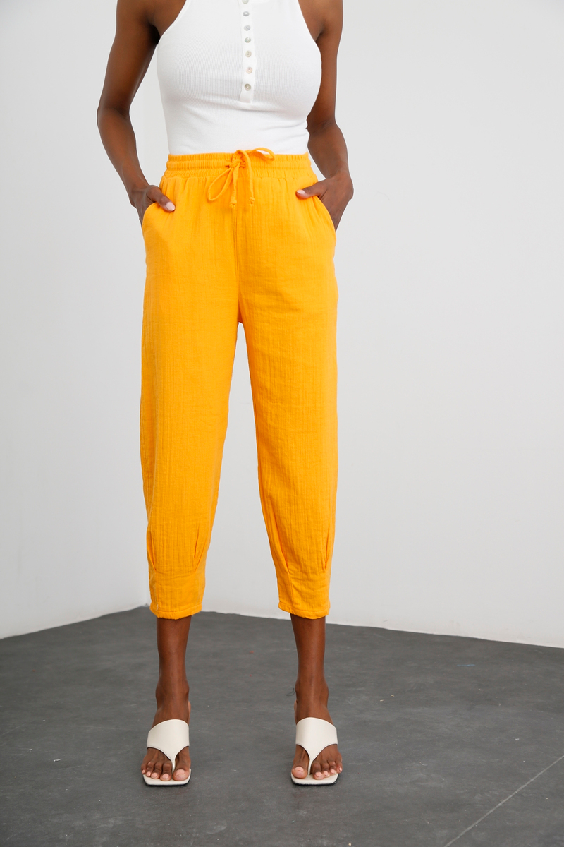 Mango Paçası Pileli Müslin Pantolon 0255