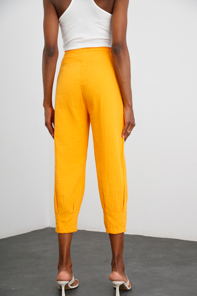 Mango Paçası Pileli Müslin Pantolon 0255