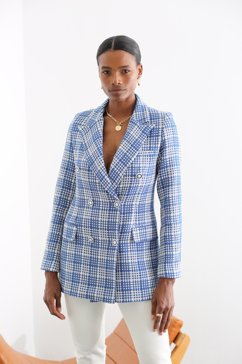 Mavi Altı Düğme Detaylı Ceket 3112