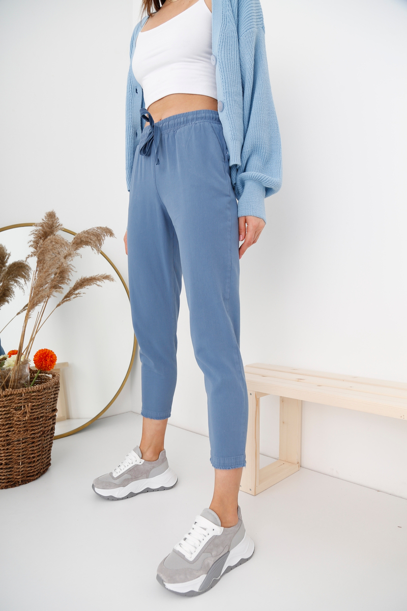Mavi Beli Lastikli Gabardin Pantolon 00104
