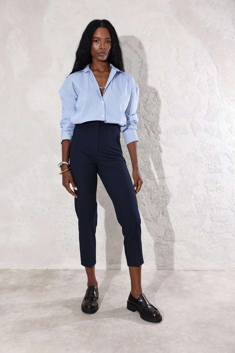 Mavi Çizgili Oversize Gömlek 00357