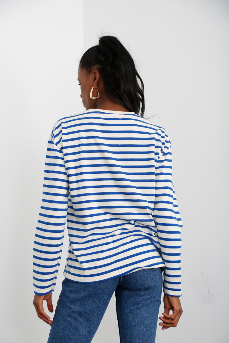 Mavi Çizgili Sweatshirt 3551