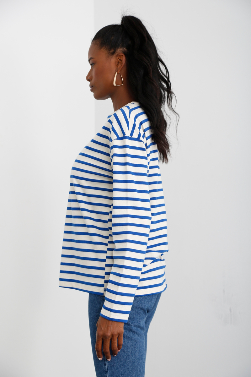 Mavi Çizgili Sweatshirt 3551