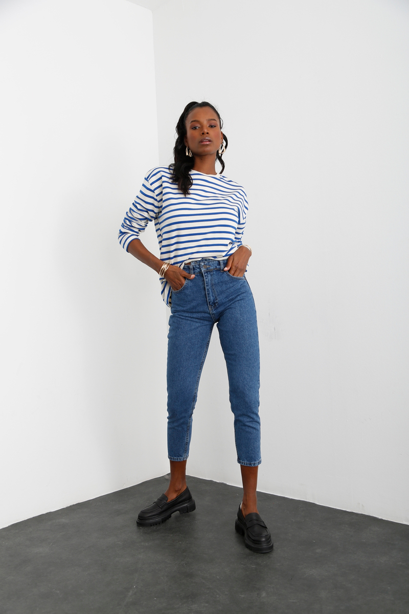 Mavi Çizgili Sweatshirt 3551