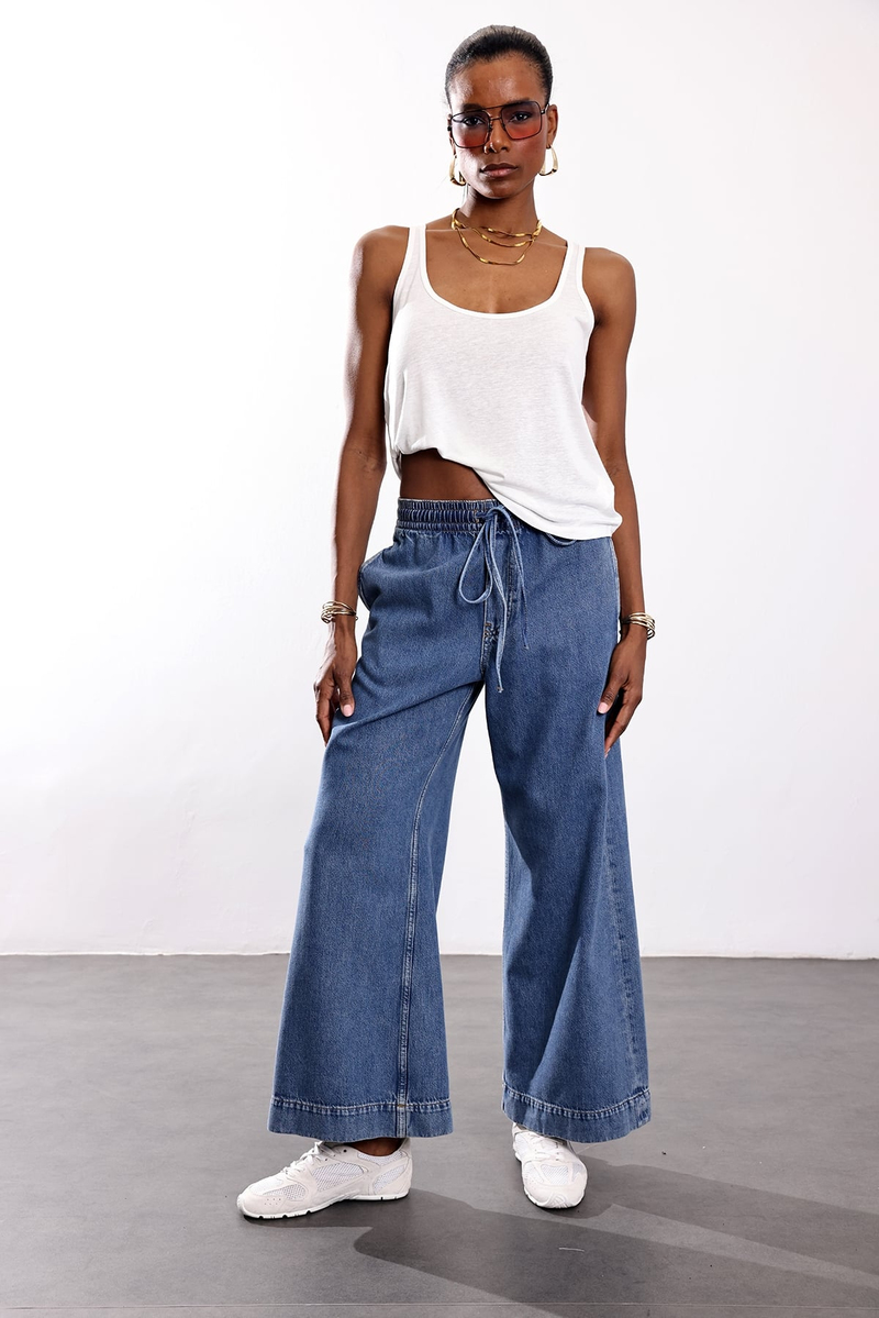 Mavi Cropped Denim Wide Leg Jean 