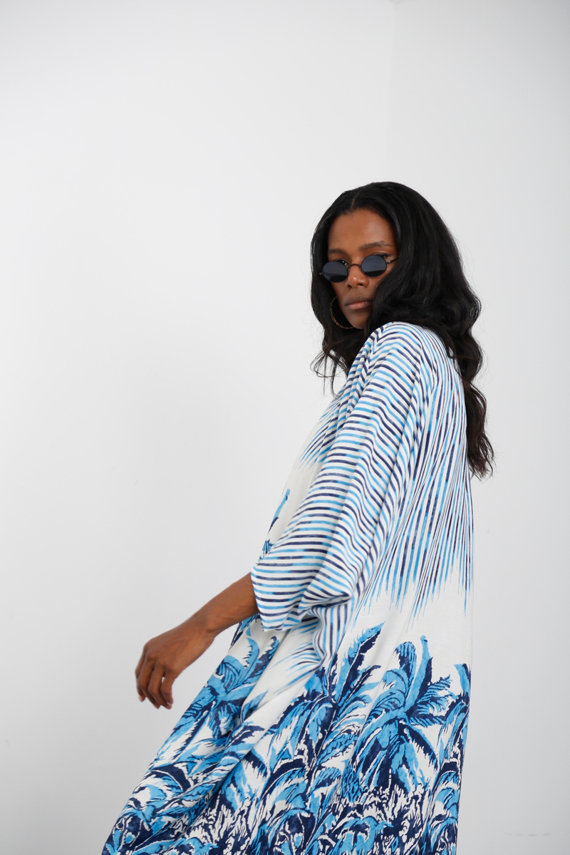 Mavi Desenli Kimono 54022