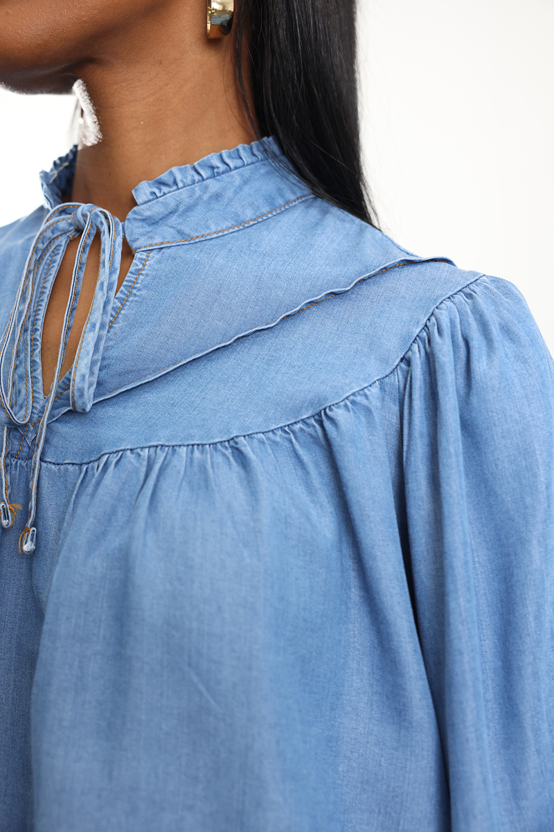 Mavi Dökümlü Kot Gömlek 00371