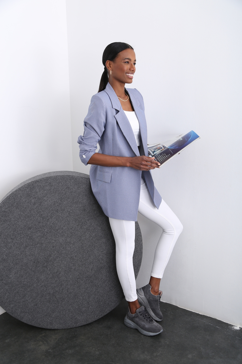 Mavi Ekoseli Blazer Ceket 3138-04