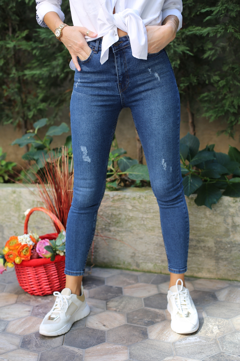 Mavi Eskitmeli Süper Slim Jean