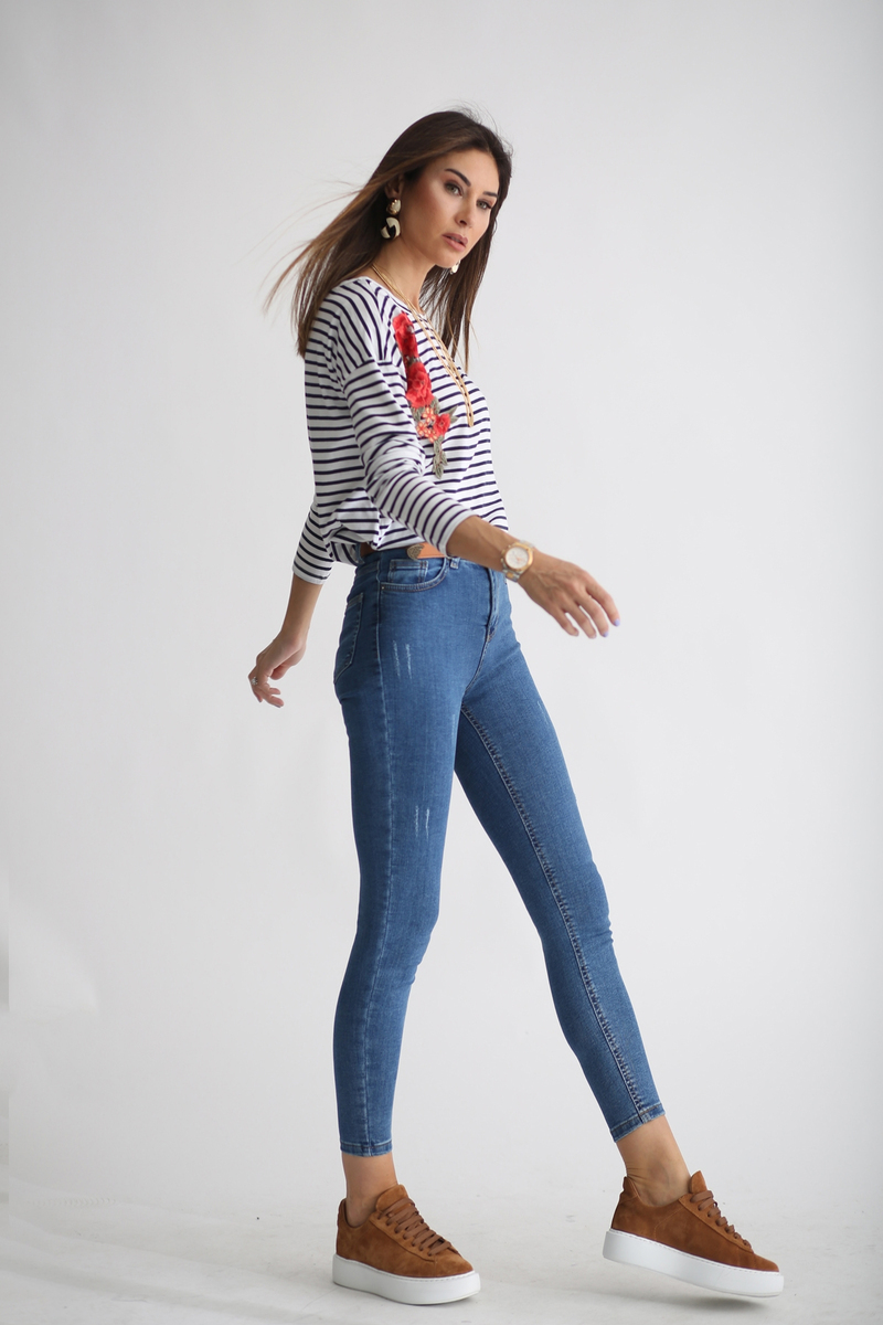 Mavi Eskitmeli Toparlayan Jean 002775