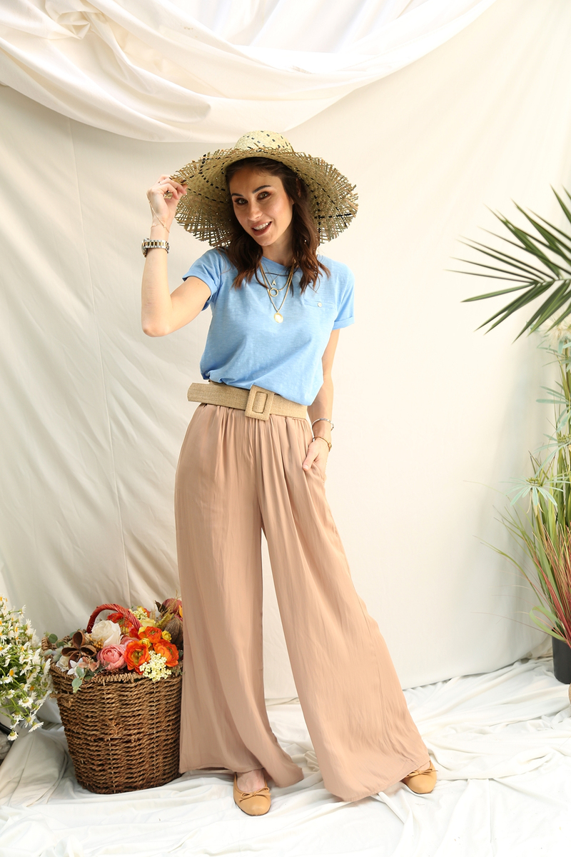 Mavi Flamlı Basic Tshirt