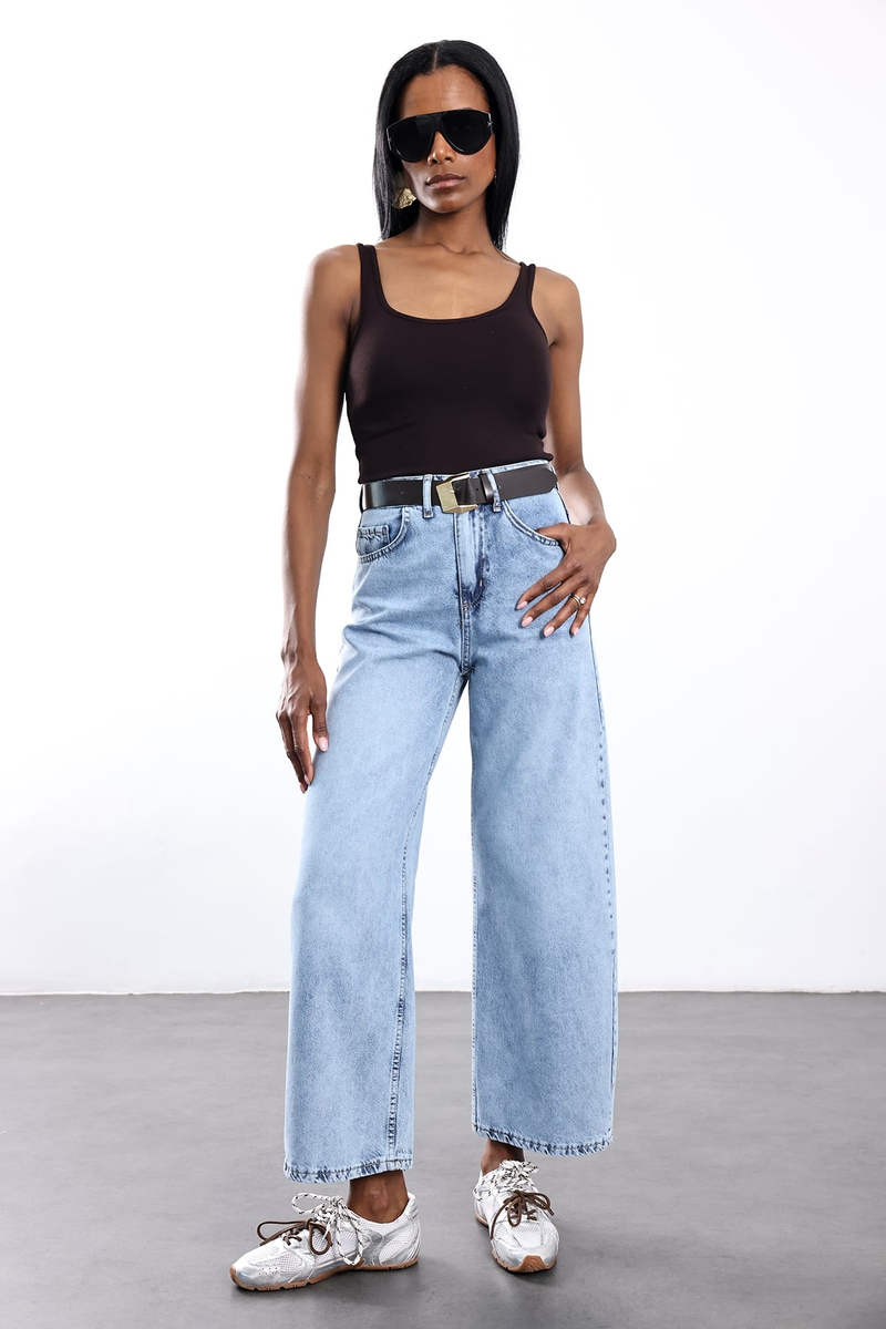 Mavi Kemerli Tensel Denim Pantolon 0030