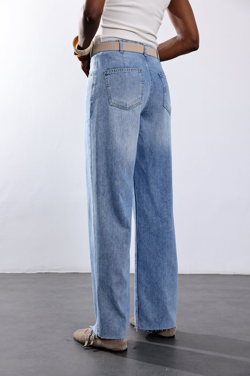 Mavi Kemerli Wide Leg Jean 26827
