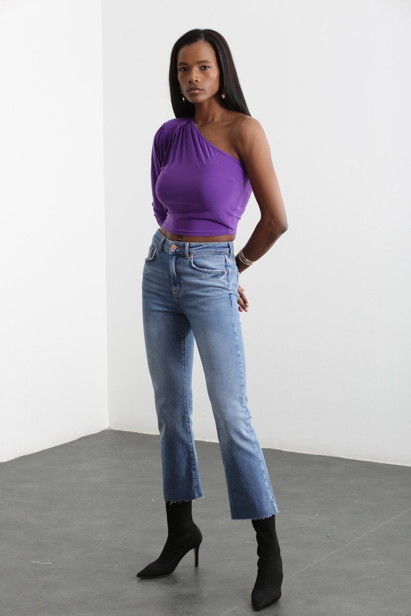 Mavi Kesik Paça Slim Fit Jean 28